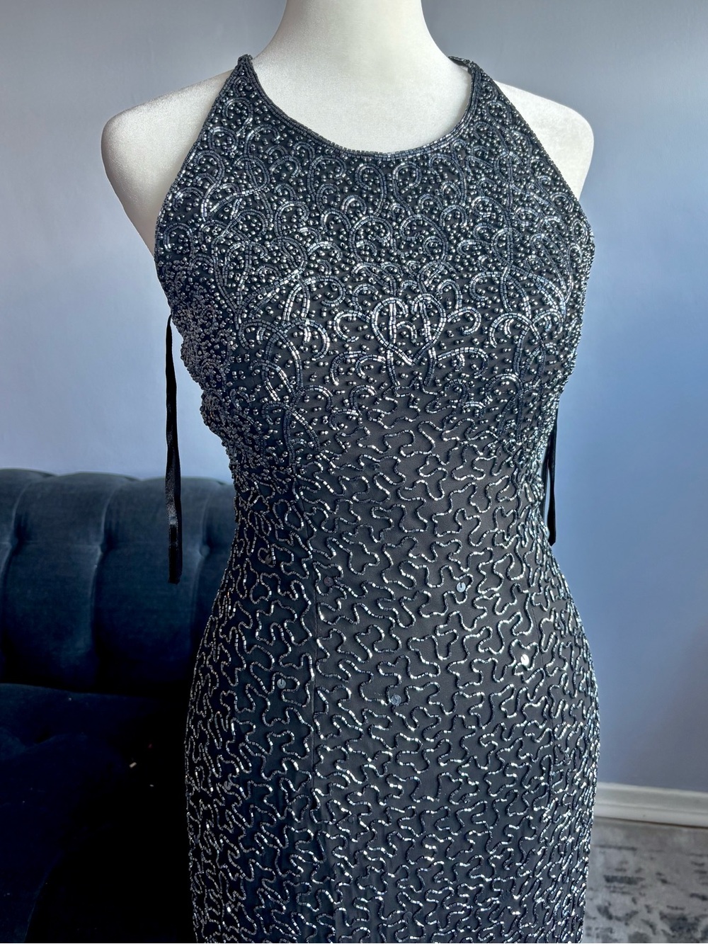 VINTAGE 90s CACHE BEADED MAXI DRESS